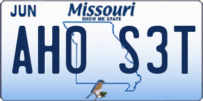 MO license plate AH0S3T