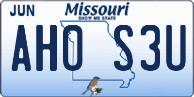 MO license plate AH0S3U