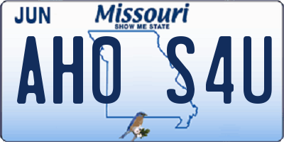 MO license plate AH0S4U