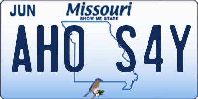 MO license plate AH0S4Y
