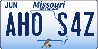 MO license plate AH0S4Z