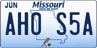 MO license plate AH0S5A