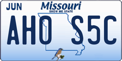 MO license plate AH0S5C