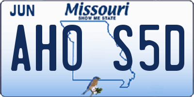 MO license plate AH0S5D