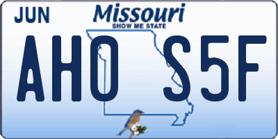MO license plate AH0S5F