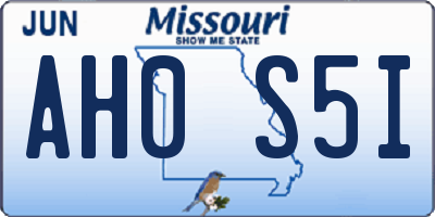 MO license plate AH0S5I