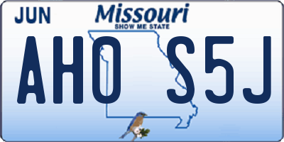 MO license plate AH0S5J