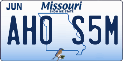 MO license plate AH0S5M