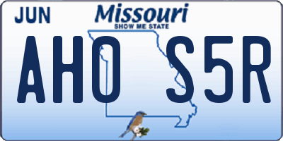 MO license plate AH0S5R