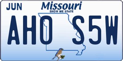 MO license plate AH0S5W