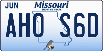 MO license plate AH0S6D