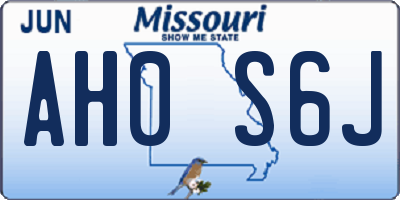 MO license plate AH0S6J