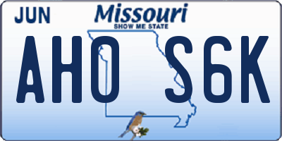 MO license plate AH0S6K