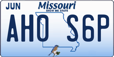 MO license plate AH0S6P