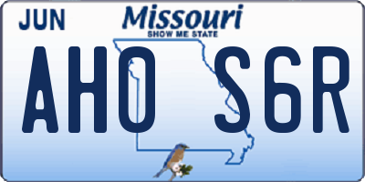 MO license plate AH0S6R