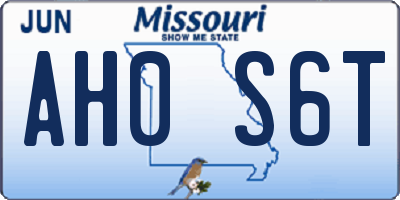 MO license plate AH0S6T