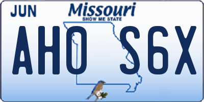 MO license plate AH0S6X