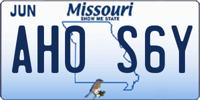 MO license plate AH0S6Y