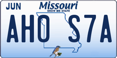 MO license plate AH0S7A