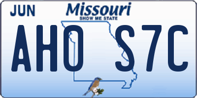 MO license plate AH0S7C