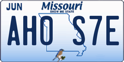 MO license plate AH0S7E