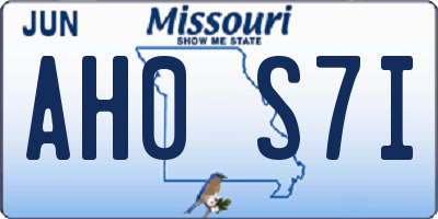 MO license plate AH0S7I
