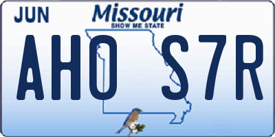 MO license plate AH0S7R