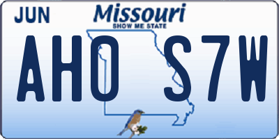 MO license plate AH0S7W