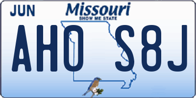 MO license plate AH0S8J