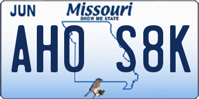 MO license plate AH0S8K