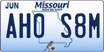 MO license plate AH0S8M