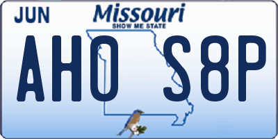 MO license plate AH0S8P