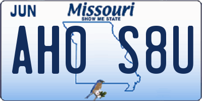 MO license plate AH0S8U