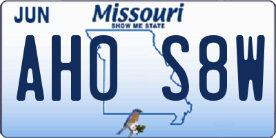 MO license plate AH0S8W
