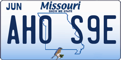 MO license plate AH0S9E