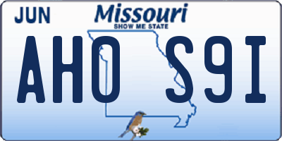 MO license plate AH0S9I