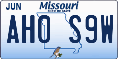 MO license plate AH0S9W