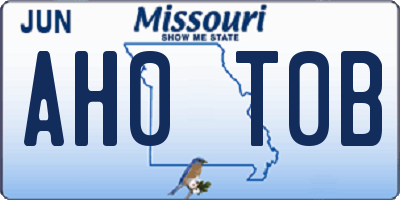 MO license plate AH0T0B