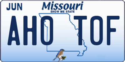 MO license plate AH0T0F