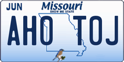 MO license plate AH0T0J