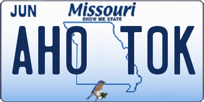 MO license plate AH0T0K