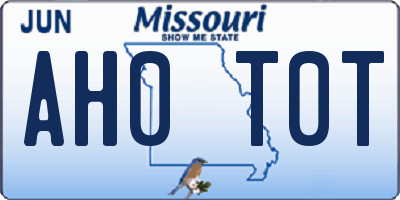 MO license plate AH0T0T