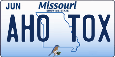 MO license plate AH0T0X