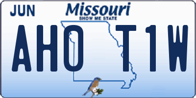 MO license plate AH0T1W
