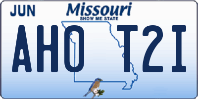 MO license plate AH0T2I