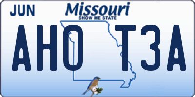 MO license plate AH0T3A