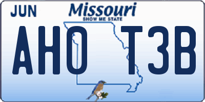 MO license plate AH0T3B