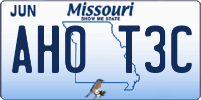 MO license plate AH0T3C