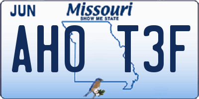 MO license plate AH0T3F