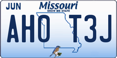 MO license plate AH0T3J